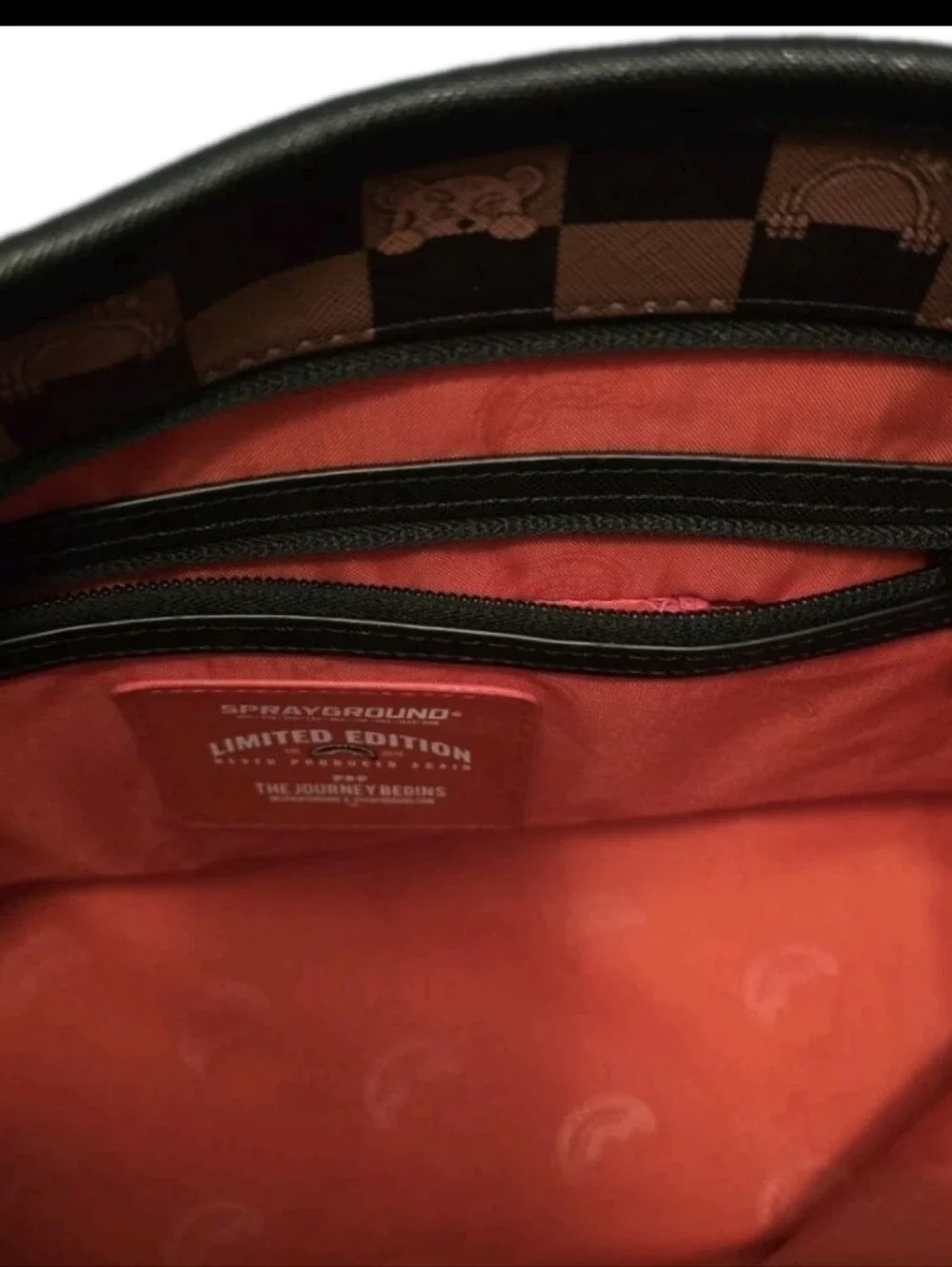 Sprayground Limited Edition Brown Checkered Shark Tote Bag NWT